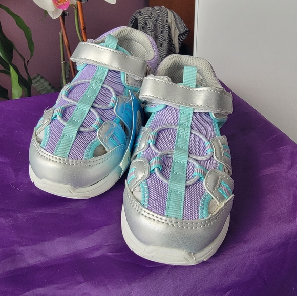 Stride Rite NWT Iggy Silver/Purple/Teal Sandal - size 9M (toddler) - Picture 3 of 6